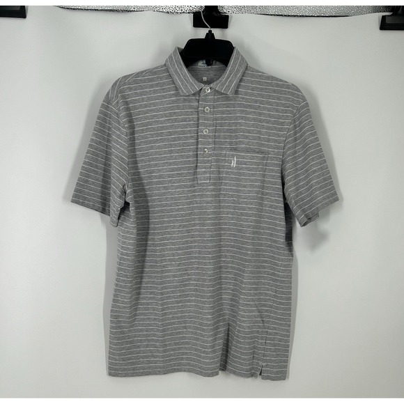 Johnnie O Hangin Out Neese Polo Shirt Short Sleeve Striped Pocket Logo Stretch M - Picture 1 of 6